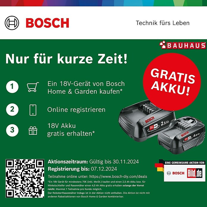 Bosch Power for All 18V Akku-Gartenschere AdvancedPrune 18V-45 mit Verlängerungsstange (18 V, Li-Ionen, 1 Akku, Max. Aststärke: 45 mm) | BAUHAUS