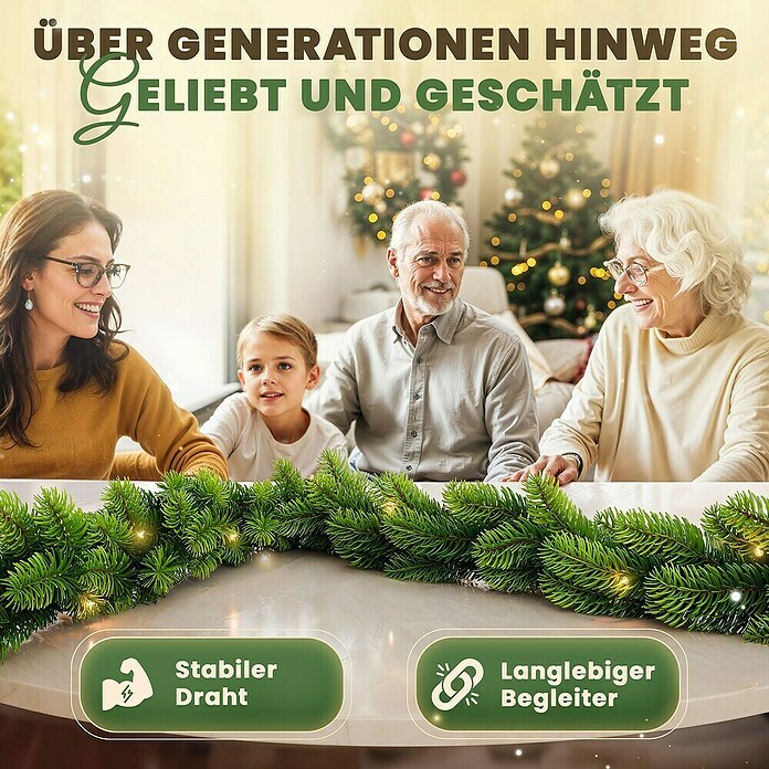 ArtiTree Girlande (Grün, Kunststoff, Ohne LED-Beleuchtung, 500 cm) | BAUHAUS