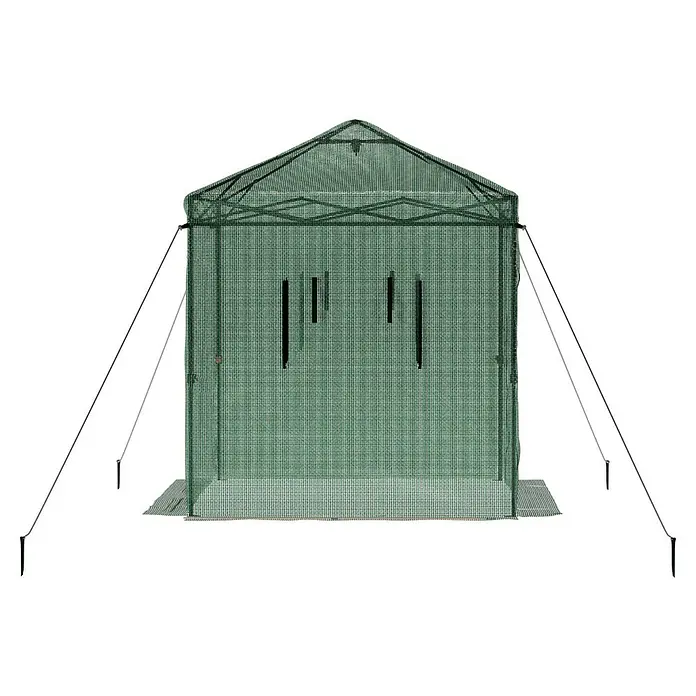 Gardol Folien-Gewächshaus Pop-Up - 240 x 180 x 245 cm, Metall, Kunststoff - Das grüne Gewächshaus verfügt über Lüftungsfenster und eine stabile Rahmenkonstruktion mit Abspannleinen für zusätzliche Stabilität.