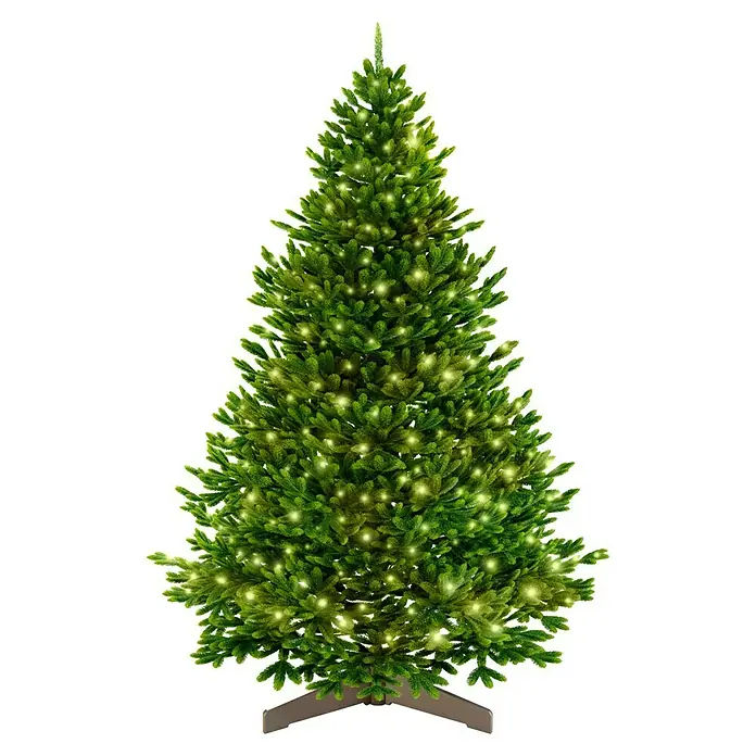 ArtiTree Künstlicher Weihnachtsbaum Nordfichte LED - Höhe: 240 cm, Grün, LED-Beleuchtung - Festlich beleuchteter künstlicher Weihnachtsbaum mit naturgetreuen grünen Zweigen und warmweißen Lichtern auf einem stabilen Ständer.