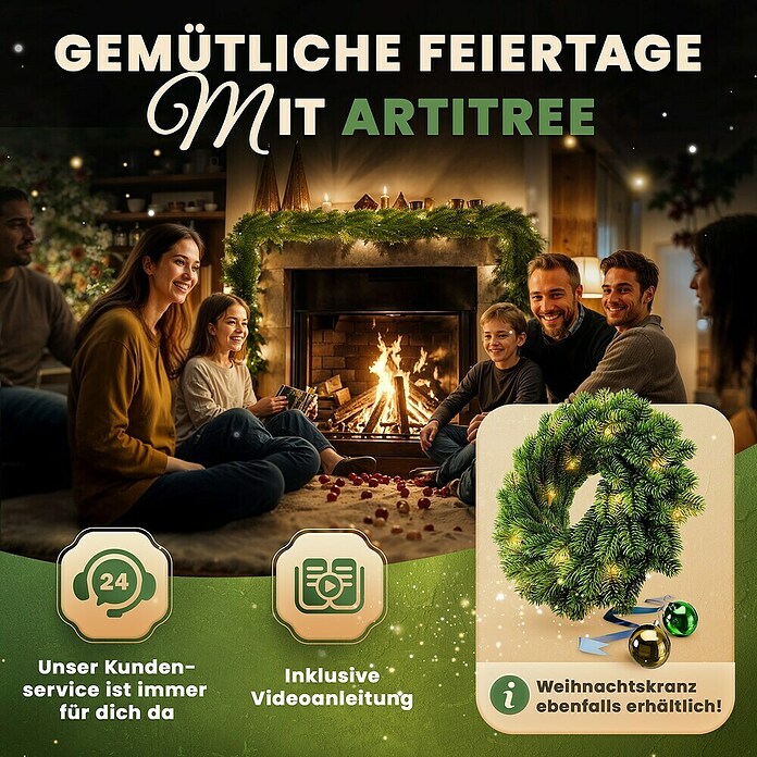 ArtiTree Girlande (Grün, Kunststoff, Ohne LED-Beleuchtung, 500 cm) | BAUHAUS