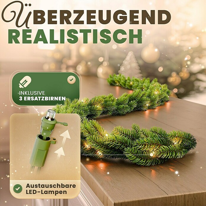 ArtiTree Girlande (Grün, Kunststoff, Mit LED-Beleuchtung, 500 cm) | BAUHAUS