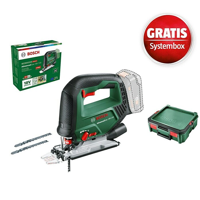 Bosch Power for All 18V Maschinenpaket (Akku-Pendelhubstichsäge Advanced Saw 18V-140 + gratis Systembox) | BAUHAUS