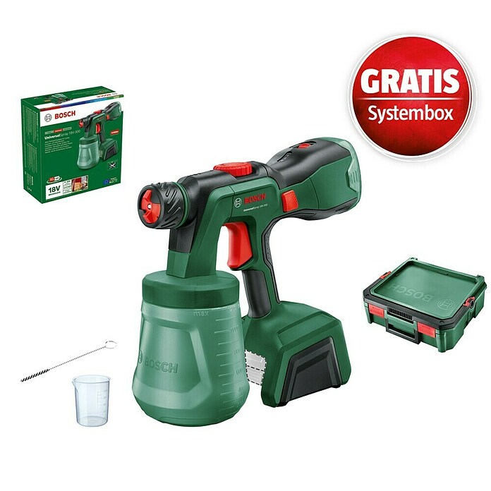 Bosch Power for All 18V Maschinenpaket (Akku-Farbsprühsystem Universal Spray 18V-300 + gratis Systembox) | BAUHAUS