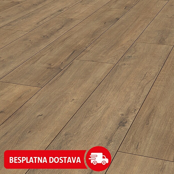 LOGOCLIC Ambienta Laminat Hrast Apolo  (Smeđa, Rustikalni pod, 1.288 x 195 x 10 mm) | BAUHAUS