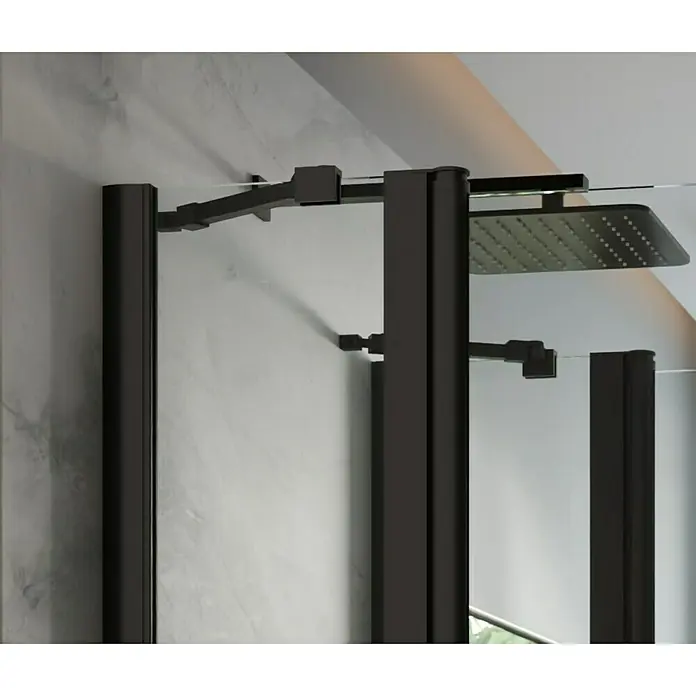 Camargue Vario Duschkabine B92B92 - 80 x 202,2 cm, Beschichtet, Glasstärke: 6 mm, Schwarz, Links x Mitte x Rechts: 80 x 80 x 80 cm - Duschkopf mit elegantem, schwarzem Rahmen und modernem Design.