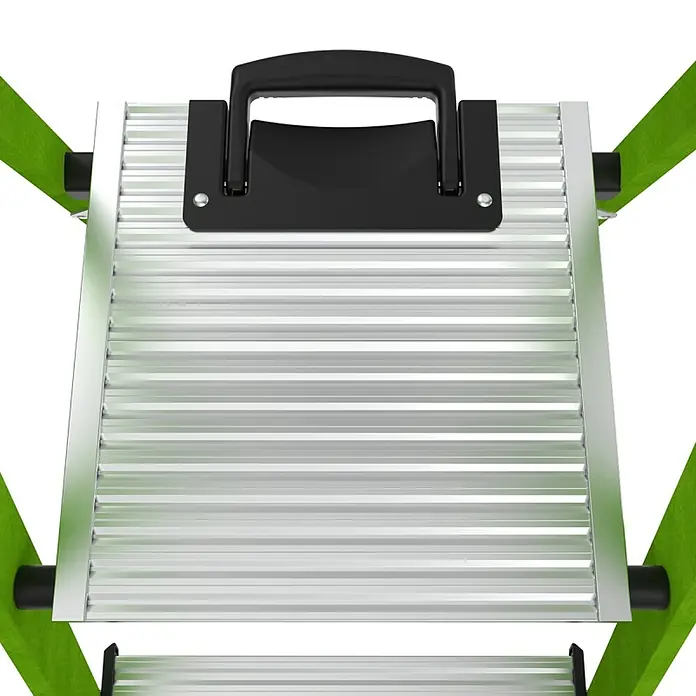 Little Giant Stehleiter MIGHTYLITE 2 Stufen - Anzahl Tritte: 2 Stk., Arbeitshöhe: 280 cm, Belastbarkeit: 150 kg, Verbundwerkstoff - Nahaufnahme einer Aluminium-Trittleiter mit schwarzem Griff, die Stabilität und Benutzerfreundlichkeit für verschiedene Aufgaben bietet.
