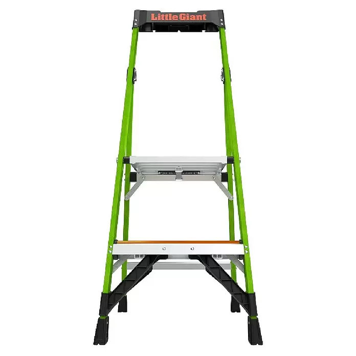 Little Giant Stehleiter MIGHTYLITE 2 Stufen - Anzahl Tritte: 2 Stk., Arbeitshöhe: 280 cm, Belastbarkeit: 150 kg, Verbundwerkstoff - Grün-schwarze Little Giant Klappleiter mit stabilen Aluminiumstufen.