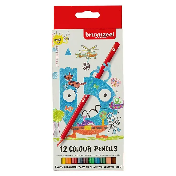 Talens Bruynzeel Set de lápices de dibujo - 12 ud., Multicolor - Un paquete de lápices de colores Bruynzeel de 12 colores, perfectos para dibujar y colorear. Los lápices son fáciles de afilar y sin gluten.