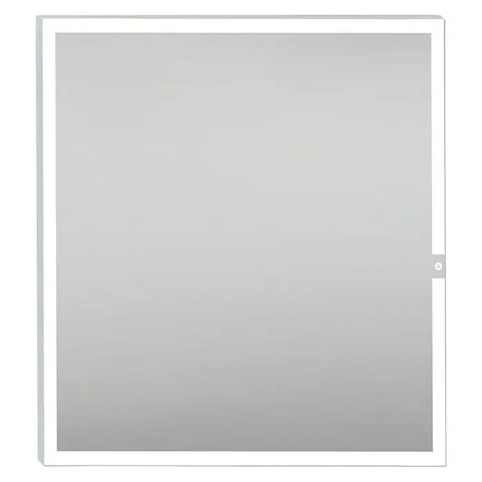 Camargue Espejo con luz Eyra - An x Al: 80 x 80 cm, Acero inoxidable - Espejo iluminado cuadrado con diseño elegante e interruptor táctil para una estética de baño moderna.