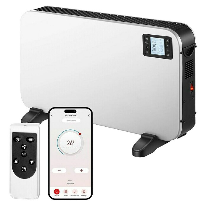 Ksix Convector inteligente Magma (2.000 W, 26 x 38,8 x 60 cm, Color: Blanco) | BAUHAUS