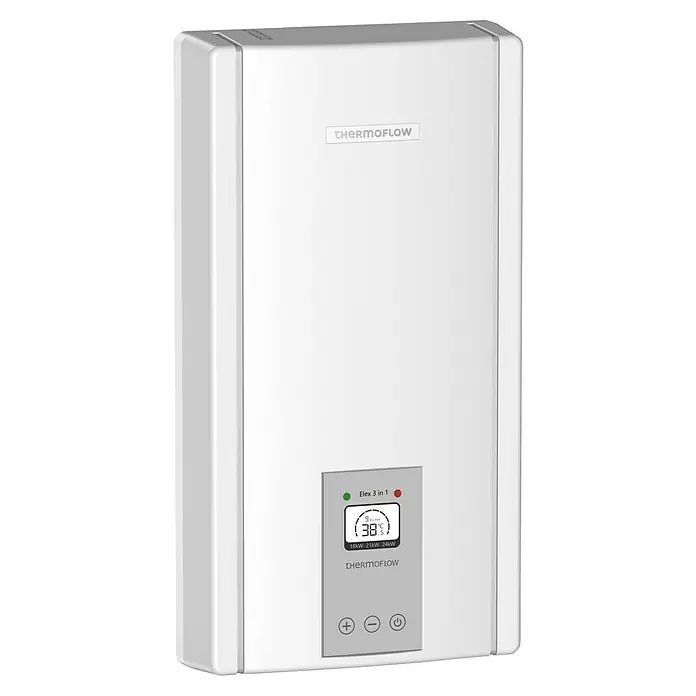 Thermoflow Durchlauferhitzer Elex 3 in 1 - 24 kW, Elektronisch, Geschlossen - Das Thermoflow Elex 3 in 1 Durchlauferhitzer-Modell ist ideal für die Warmwasserbereitung. Kompaktes Design und moderne Steuerung.