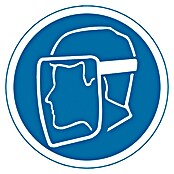 Cartel (Azul / Blanco, Uso obligatorio de pantalla de seguridad)