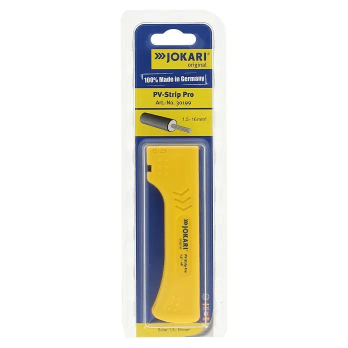 Jokari Kabelentmanteler PV Entmatler - Geeignet für Leitungsquerschnitt: 1,5 mm² - 16 mm² - JOKARI PV-Strip Pro: Das ideale Werkzeug zum Abisolieren von Solarkabeln. Für Kabel von 1,5 bis 16 mm², original und "Made in Germany".