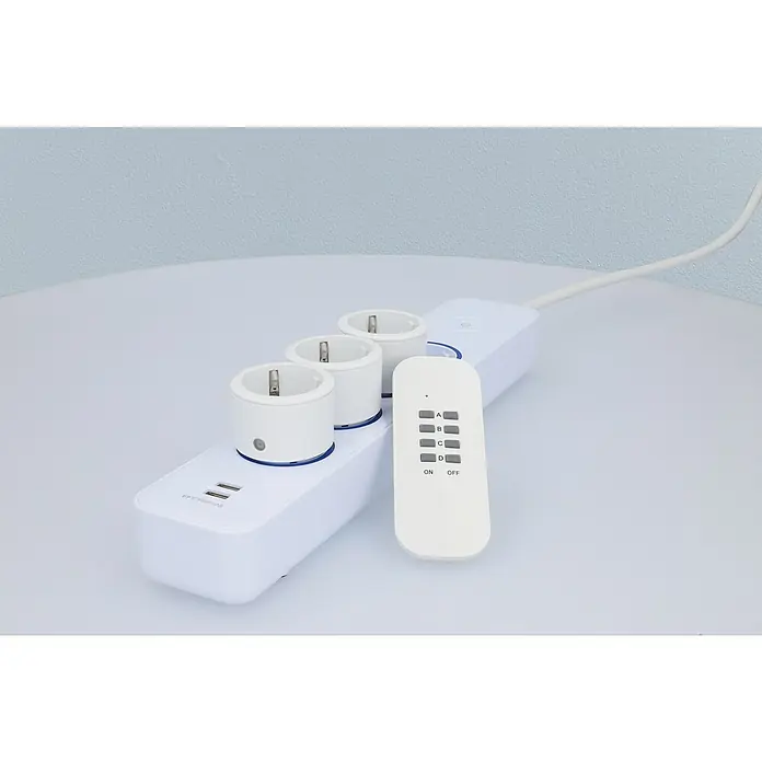 Intertek Funksteckdosen-Set mit Fernbedienung - Weiß, 3 Stk. - Intelligente Steckdosenleiste mit USB-Anschlüssen und Fernbedienung, perfekt für die Steuerung von Geräten im Haushalt.