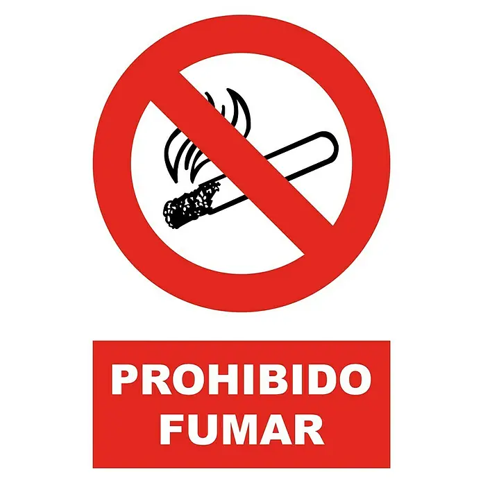 Cartel - Rojo/Blanco, Prohibido fumar, 23 x 34 cm - Señal de "Prohibido Fumar": Un letrero rojo con un símbolo de cigarrillo, que indica que está prohibido fumar en esta área.
