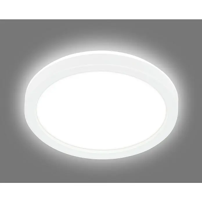 Brilo LED-Deckenleuchte rund Cutcase - 12 W, Ø x H: 19 x 3 cm, Weiß, Neutralweiß - Runde LED-Deckenleuchte mit hellem Licht, ideal für moderne Innenräume. Schlichtes, weißes Design für eine gleichmäßige Ausleuchtung.
