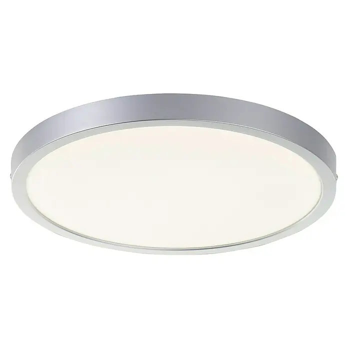 Brilliant LED-Deckenleuchte rund Navara - 24 W, Ø x H: 37,5 x 3,1 cm, Silber, Neutralweiß - Deckenleuchte mit runder Form und silberner Umrandung, die ein helles, gleichmäßiges Licht spendet, ideal für moderne Innenräume.