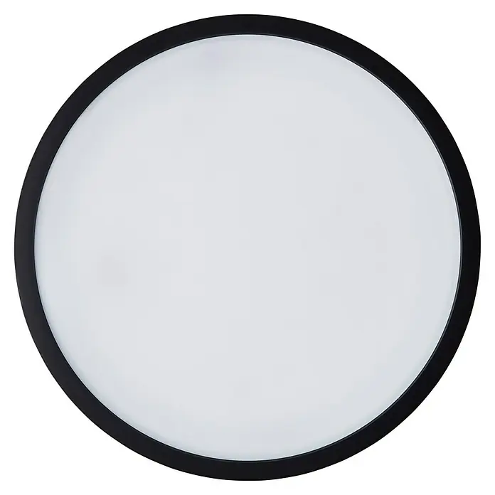 Brilliant LED-Deckenleuchte rund Navara - 24 W, Ø x H: 37,5 x 3,1 cm, Schwarz, Neutralweiß - Runde LED-Deckenleuchte mit schwarzem Rand und hellem, diffusem Licht, ideal für moderne Innenräume.