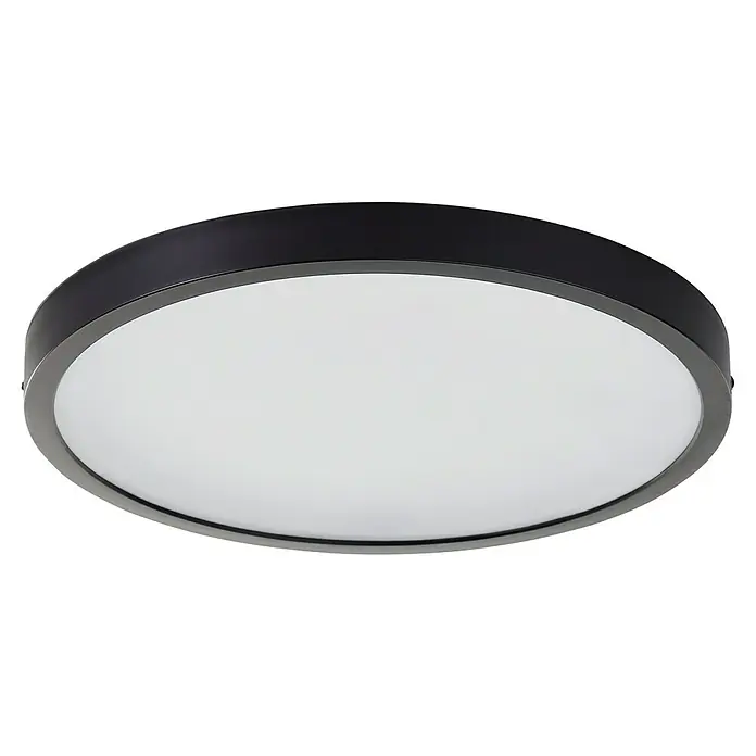 Brilliant LED-Deckenleuchte rund Navara - 24 W, Ø x H: 37,5 x 3,1 cm, Schwarz, Neutralweiß - Runde Deckenleuchte mit schwarzem Rahmen und weißem Diffusor für eine gleichmäßige Ausleuchtung. Stilvolles Design für modernes Ambiente.