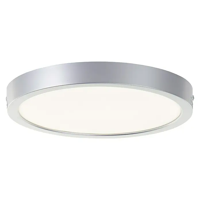 Brilliant LED-Deckenleuchte rund Navara - 18 W, Ø x H: 27,5 x 3,1 cm, Silber, Neutralweiß - Runde Deckenleuchte mit silbernem Rahmen und gleichmäßiger, heller Ausleuchtung. Eine moderne und stilvolle Beleuchtung für jeden Raum.