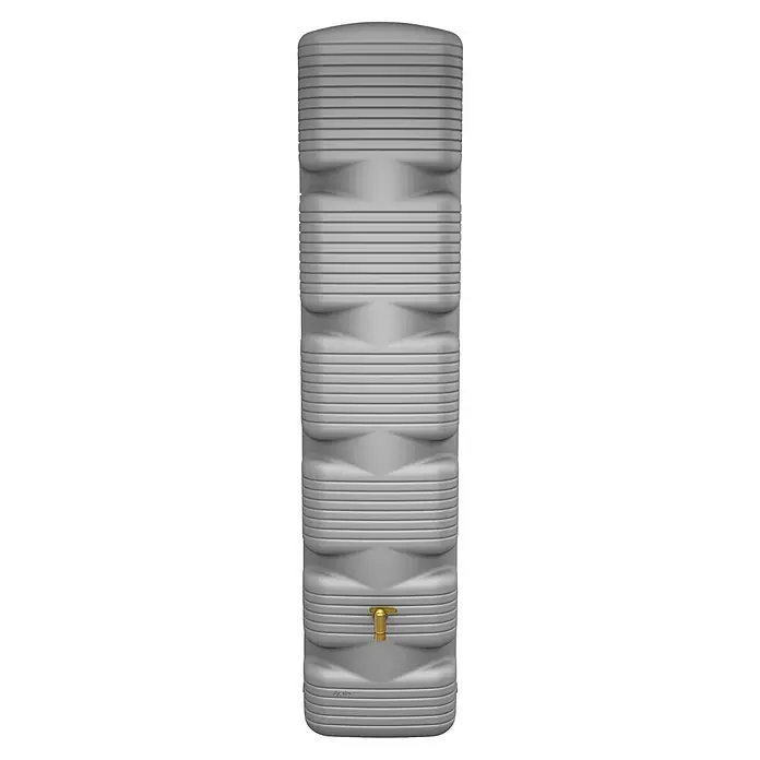 4rain Regenspeicher Quadro - 270 l, Betongrau - Grauer Slimline-Regenwassertank mit Messing-Zapfhahn, ideal zur Wasserspeicherung im Garten.