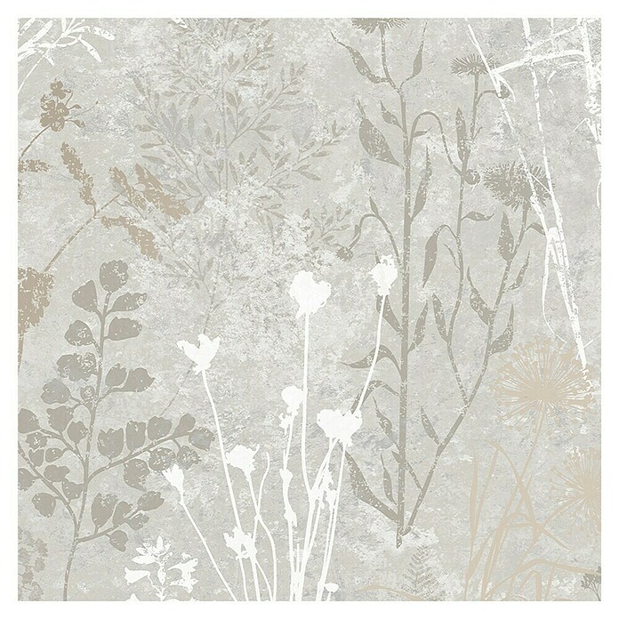 Papel pintado Vegetal Hojas (Gris/Plateado, 10 x 0,53 m) | BAUHAUS