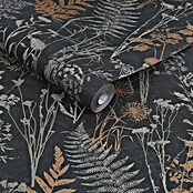 Papel pintado Vegetal Hojas (Negro/Naranja, 10 x 0,53 m) | BAUHAUS