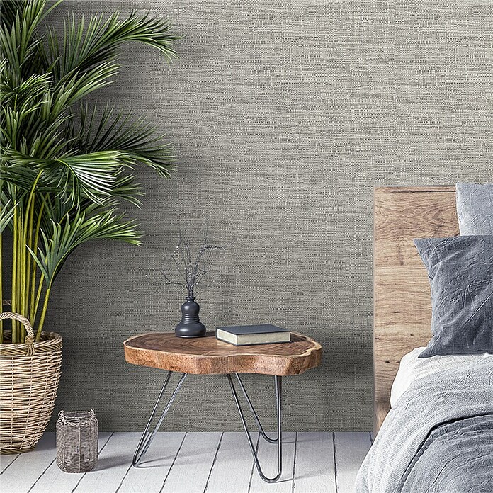 Papel pintado Liso texturado (Gris, 10 x 0,53 m) | BAUHAUS