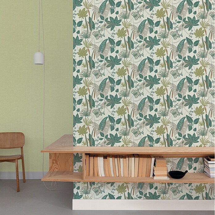 Papel pintado Hojas (Verde, 10 x 0,53 m) | BAUHAUS