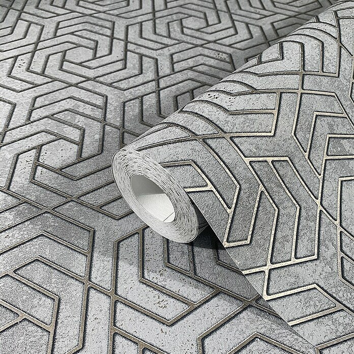 Papel pintado Geométrico (Gris, 10 x 0,53 m) | BAUHAUS