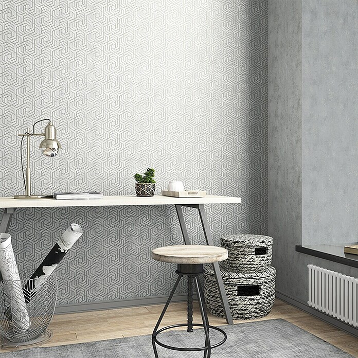 Papel pintado Geométrico (Gris, 10 x 0,53 m) | BAUHAUS
