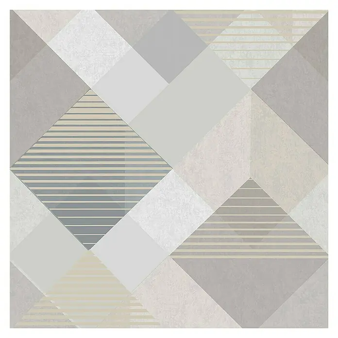 Papel pintado Geométrico rombos - Gris, 10 x 0,53 m - Imagen abstracta de patrón cuadrado con formas geométricas y tonos suaves, ideal para decoración de pared moderna.
