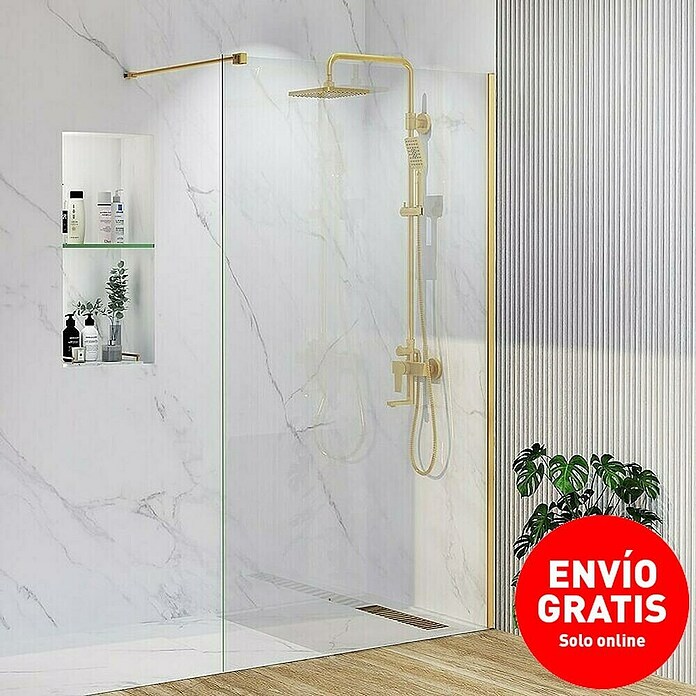 Artysan Mampara de ducha fija Horizon (An x Al: 110 x 195 cm, Oro) | BAUHAUS