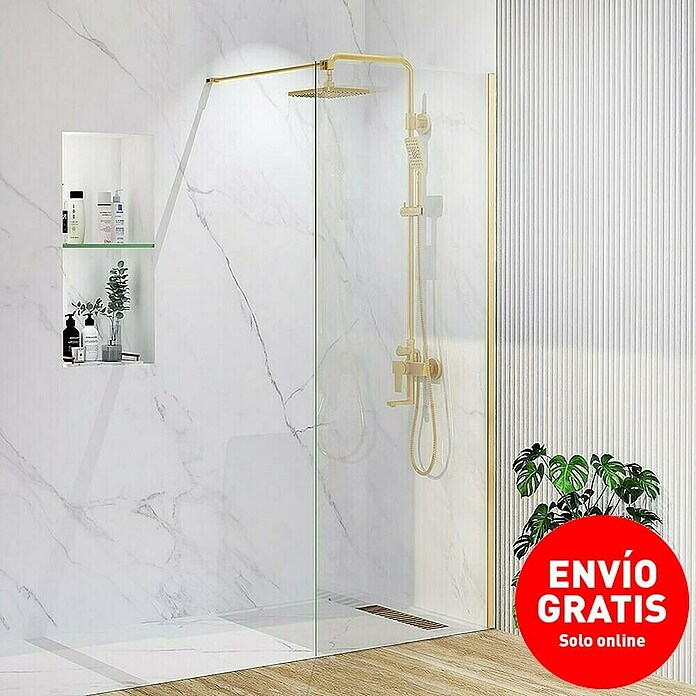 Artysan Mampara de ducha fija Horizon (An x Al: 70 x 195 cm, Oro) | BAUHAUS