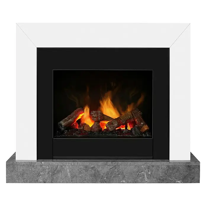 Dimplex Chimenea eléctrica Ravel - Negro, 1.000 W - 2.000 W, L x An x Al: 25,5 x 65 x 70 cm - Elegante diseño de chimenea con marco blanco y llamas realistas para tardes acogedoras.