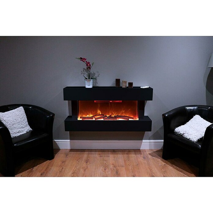 Focalpoint Chimenea eléctrica Ashford Wall Suite (2.000 W, Negro, 26,5 x 122 x 60 cm) | BAUHAUS