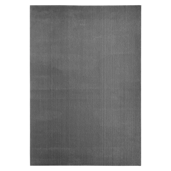 Fellteppich Arezzo - Anthrazit, 170 x 120 cm, 100 % Polyester - Grauer Stoffhintergrund mit feiner Textur und dunklem Rahmen, ideal für Produktfotografie oder Präsentationen.