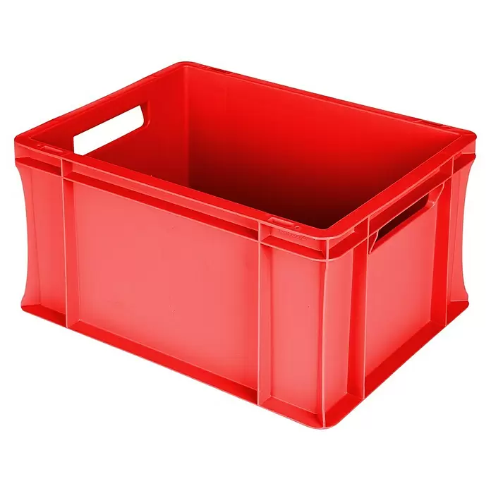 BAUHAUS Eurobox - 21 l, L x B x H: 40 x 30 x 22 cm, Rot - Leere rote Kunststoff-Stapelbox mit integrierten Griffen.