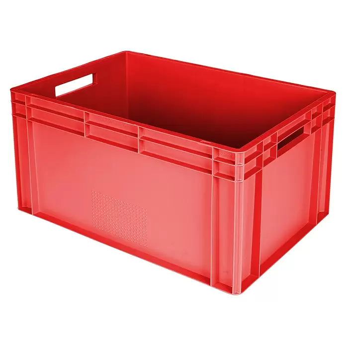 BAUHAUS Eurobox - 61 l, L x B x H: 60 x 40 x 32 cm, Rot - Rote Kunststoff-Stapelbox mit geschlossenen Wänden und Griffen für Lagerung und Transport.