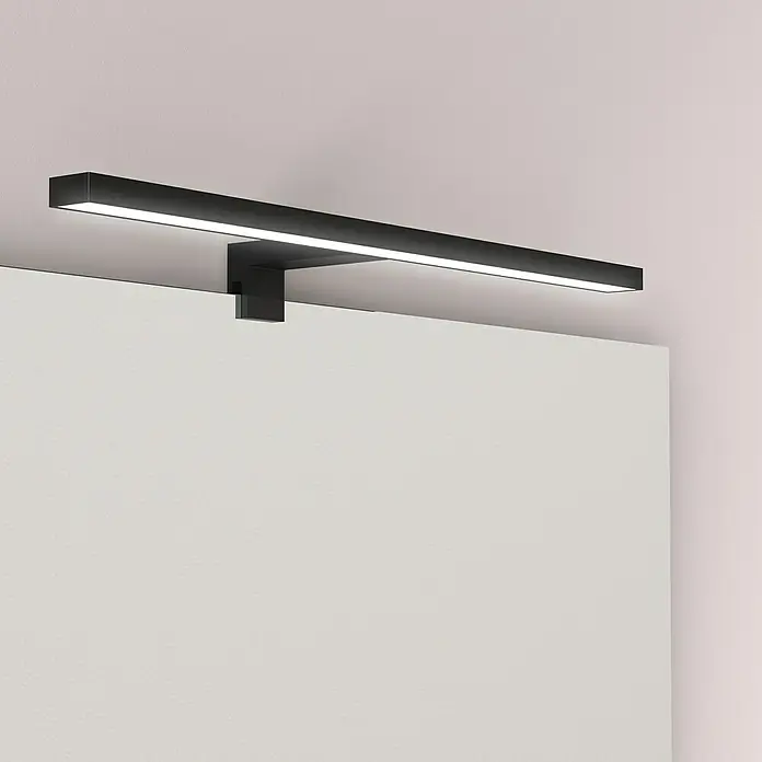 Artysan Aplique LED para espejo - 4,71 W, 11,5 x 50 x 6,7 cm, Negro - Lámpara LED negra de baño montada sobre un espejo.