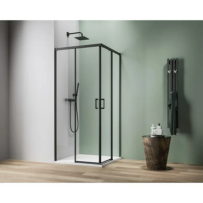 Camargue Roma Mix & Match Beschlag-Set - Schwarz, Duschtür - Elegante Duschkabine mit schwarzem Rahmen. Das moderne Design fügt sich nahtlos in jedes Badezimmer ein und bietet ein luxuriöses Duscherlebnis.