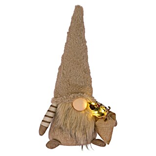 Kerstkabouter met verlichting (l x b x h: 14 x 21 x 38 cm, Kunststof, Beige)