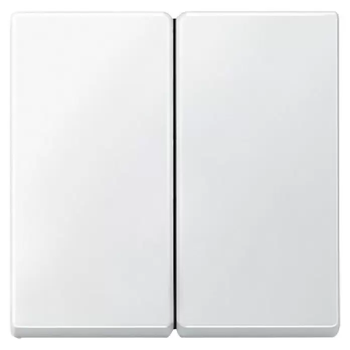 Merten System M Serienschalterwippe 433519 - Polarweiß matt, Kunststoff - Weißer Doppel-Lichtschalter mit zwei rechteckigen Tasten.