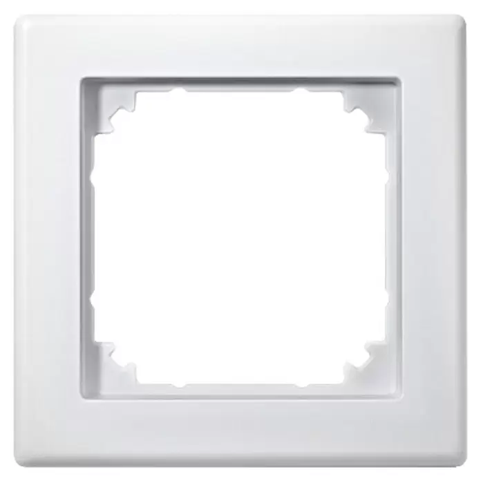 Merten M-SMART Abdeckrahmen 484119 - Polarweiß matt, 1-fach, Kunststoff - Weißer quadratischer Modularrahmen mit gezacktem Innenrand für elektrische Komponenten.