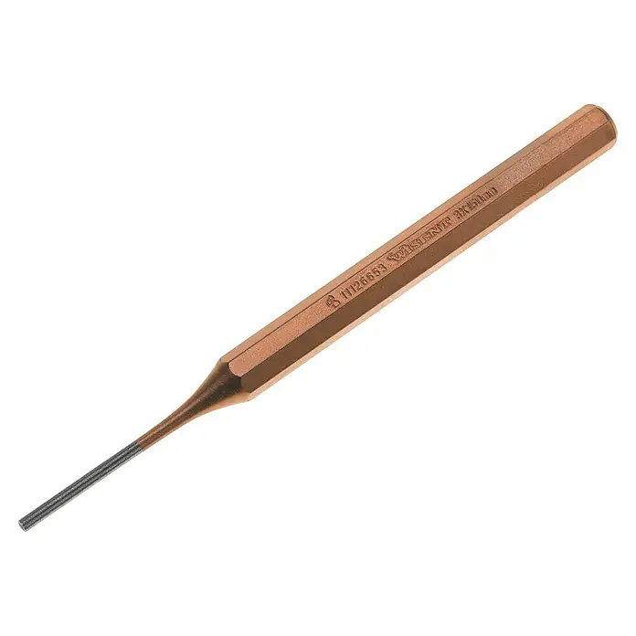 Wisent Splinttreiber - Durchmesser Treibdorne: 3 mm, Länge: 150 mm, 8-Kant - Ein Bolzentreiber aus Metall mit einem dünnen, zylindrischen Schaft und einem sechseckigen Griff für präzises Arbeiten.
