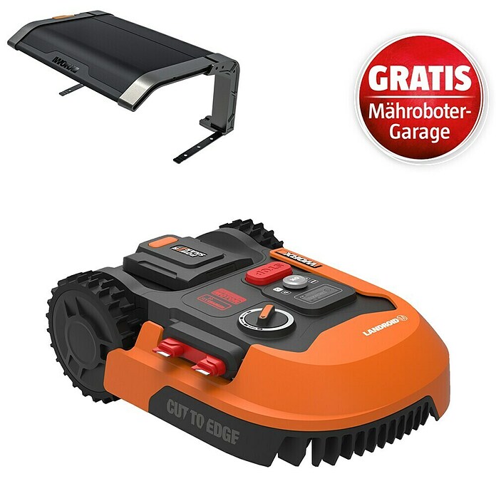 Worx PowerShare 20V Maschinenpaket Landroid M500 Plus  (Mähroboter Landroid M500 Plus & Garage WA0810) | BAUHAUS