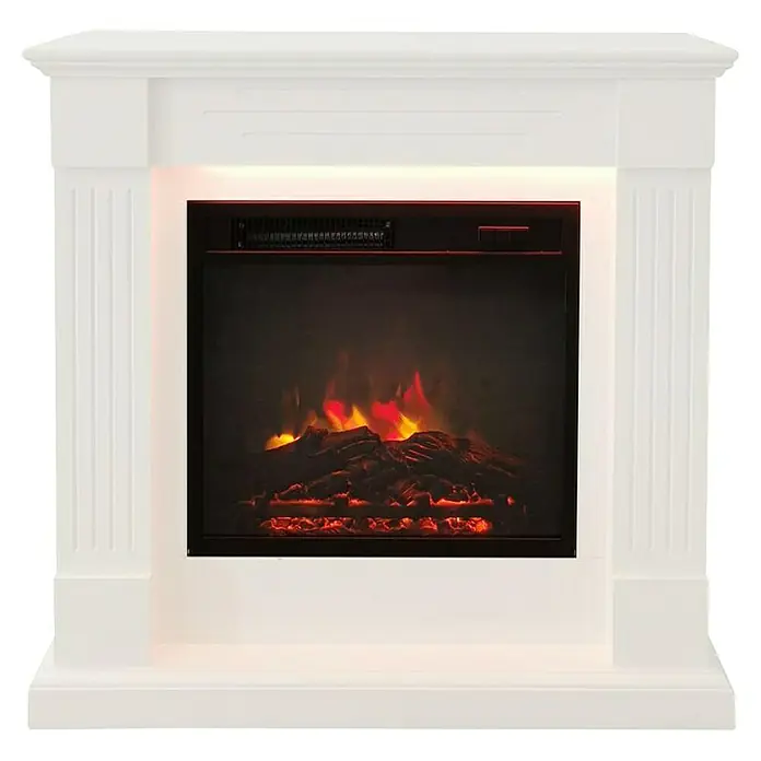 Voltomat HEATING Chimenea eléctrica Suite - 1.500 W, Blanco, 26 x 79 x 80,1 cm - Una elegante chimenea eléctrica blanca con llamas parpadeantes que aporta calidez y ambiente a cualquier estancia.