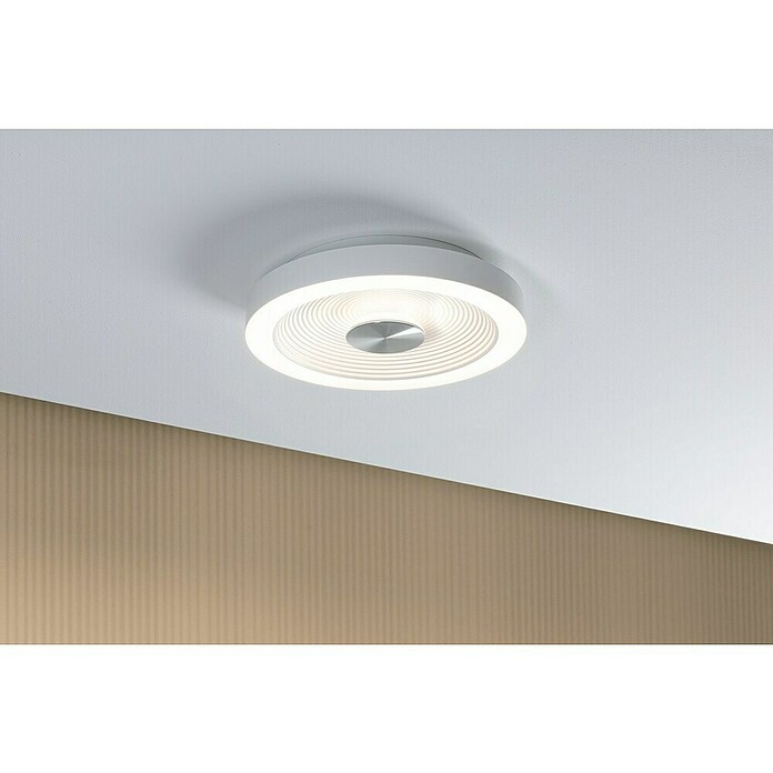 Paulmann LED-Wand- & Deckenleuchte Volea (Ø x H: 32 x 6,4 cm, Weiß/Silber, 18 W, Warmweiß) | BAUHAUS