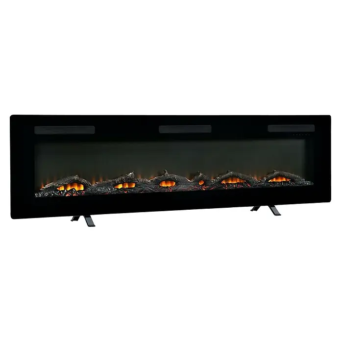 Dimplex Chimenea eléctrica Sierra 72 - Negro, 1.300 W - 1.600 W, 13,3 x 162,6 x 54,7 cm - Elegante chimenea eléctrica de pared con llamas realistas y troncos simulados para un ambiente acogedor y moderno.